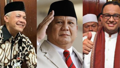 Ganjar Pranowo, Prabowo Subianto, dan Anies Baswedan