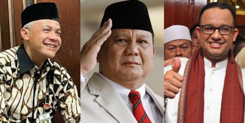 Ganjar Pranowo, Prabowo Subianto, dan Anies Baswedan