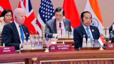 Presiden Joko Widodo duduk bersama Presiden AS Joe Biden dalam Konferensi Tingkat Tinggi G20 di India